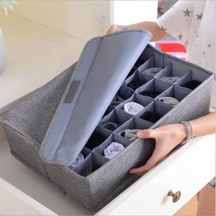 24 Grids Underwear Socks Storage Organizer With Foldable Closet Drawer Divider - Image 2