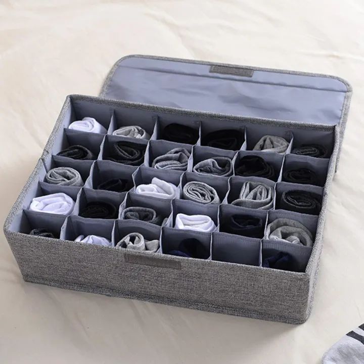 24 Grids Underwear Socks Storage Organizer With Foldable Closet Drawer Divider - Image 3