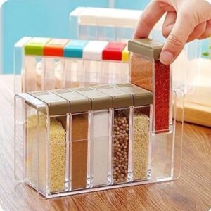 6 Piece Kitchen Decor Transparent Spice Jar Set With Colorful Lids For Flavorful Seasoning Storage Kitchen Organizer Condiment Storage Kitchen Essentials Spice Kit