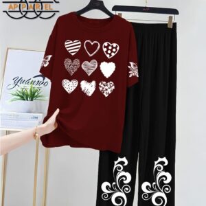 Brown & Black Women Printed Night Suit Fabric Jersey