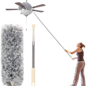 Microfiber Duster With Extension Pole Stainless Steel 30 To 100 With Bendable Head Extendable Long Fan Duster