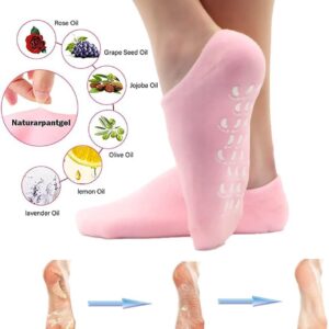 Short Moisturizing Socks WalTok Cotton Spa Gel Moisture Socks Gel Inner Lining Infused With Essential Oils Best For Repairing Softeing Dry Cracked Feet Skins